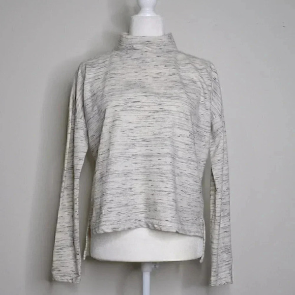 Propel by Bass Mock Neck White & Gray Long Sleeve Lightweight Sweatshirt - Small - Picture 1 of 5